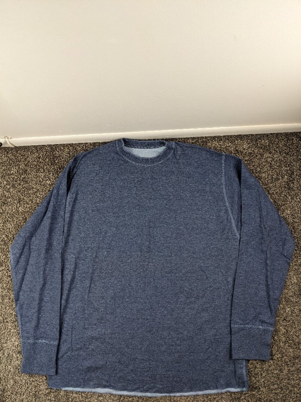 LL Bean River Driver Shirt Men's XL Blue Wool Blend Baselayer Thermal Crewneck